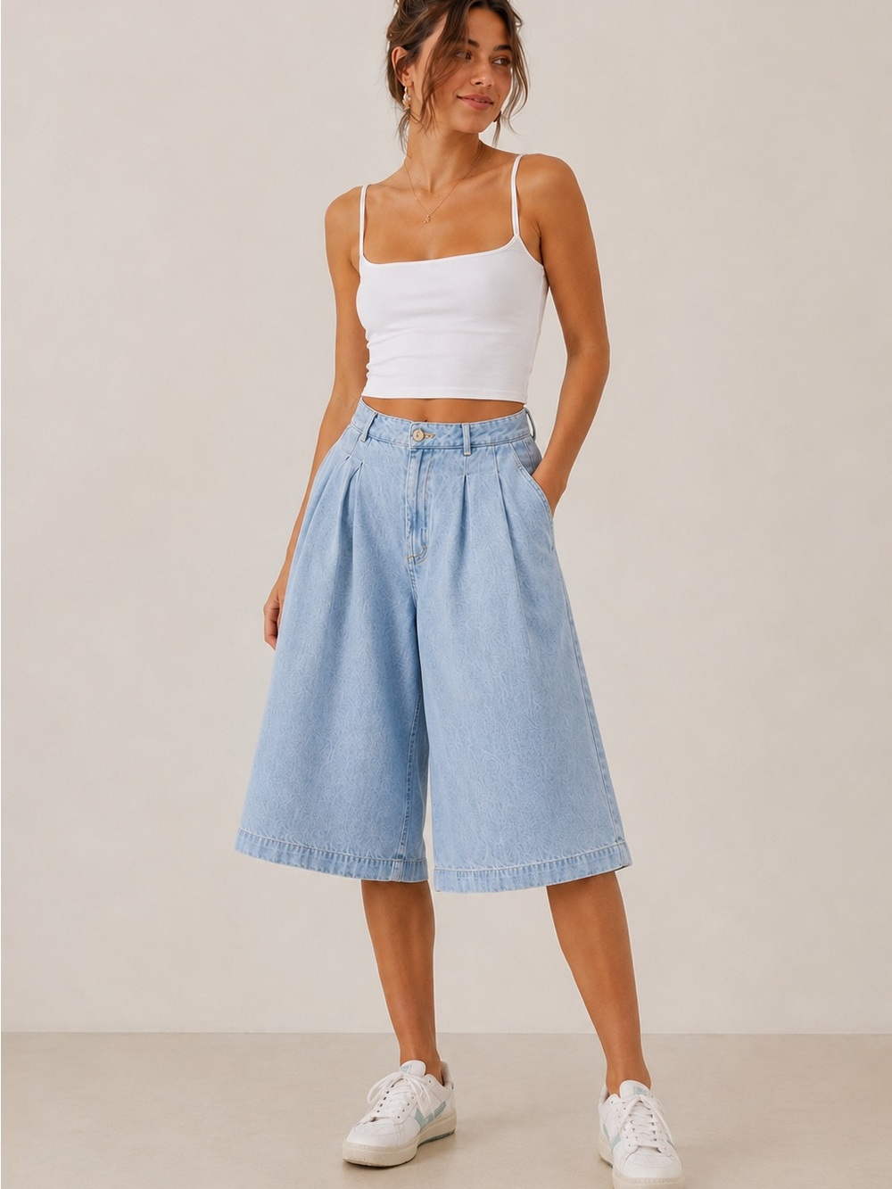 Pilcro Anthropologie Denim Culottes Wide Leg Gaucho Shorts Size 28